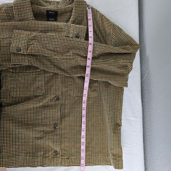 RVCA Lay Over Overshirt Shacket Jacket Houndstooth Tan Women's Size Large Punk‎ - Picture 6 of 10